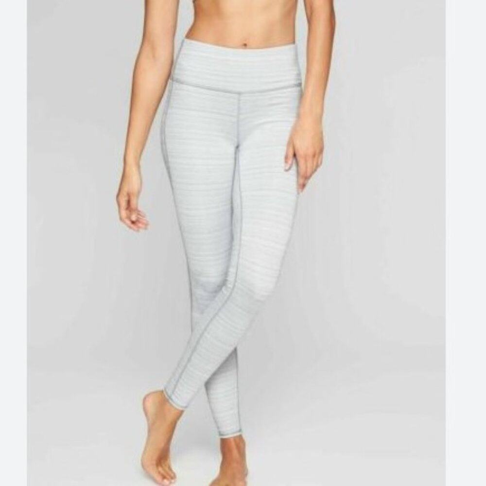 Athleta High Rise Jacquard Chaturanga Tight Leggings Grey/ White XS